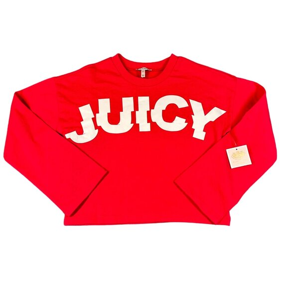 Juicy Couture Girls 10 Long Sleeve Logo Oversized‎ Cropped Pullover Shirt NWT - Picture 1 of 10
